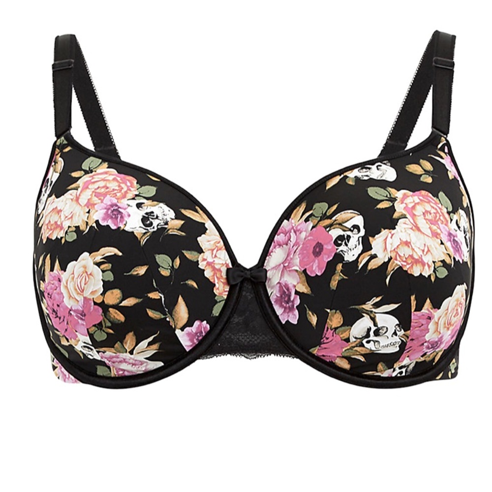 Torrid Black Skull Floral Bra. Size 44DD